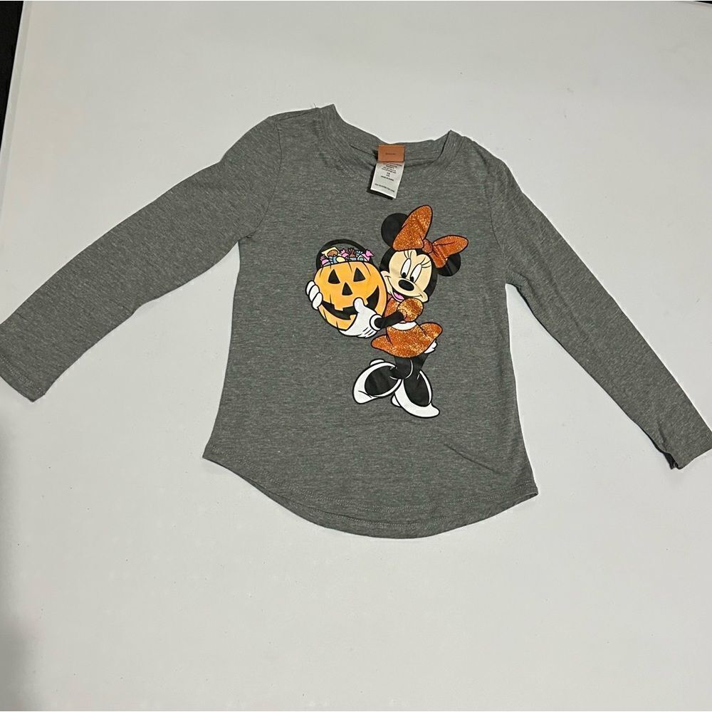 Disney Minnie Mouse Halloween Orange pumpkin girls long sleeve shirt size XS 4/5